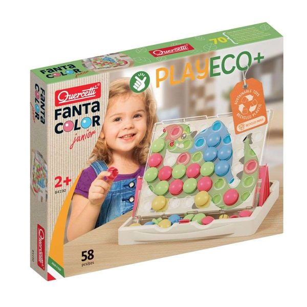 Quercetti Eco-Friendly Fantacolor Junior Mosaic Button Peg Board Set