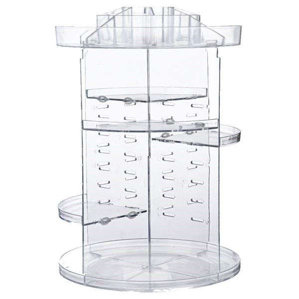 360 Degree Rotating Acrylic Makeup Organizer - Silver