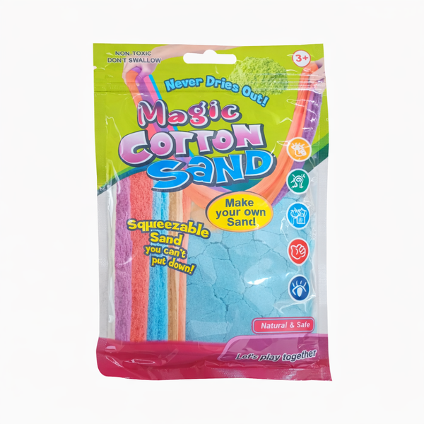 Magic Cotton Sand - Colourful Squeezable Play Sand for Kids (3+)