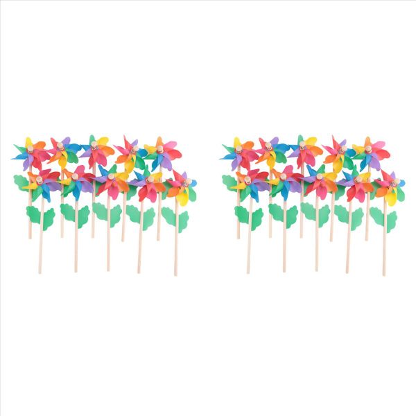 10Pcs Wooden Stick Pinwheels for Kids Toy Garden Lawn Party Decor