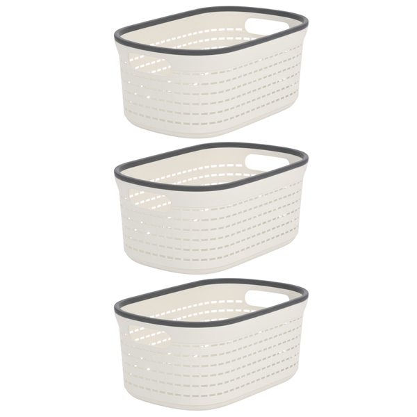 3 Pack Medium 6.5L Storage Baskets | Durable Plastic Organizer