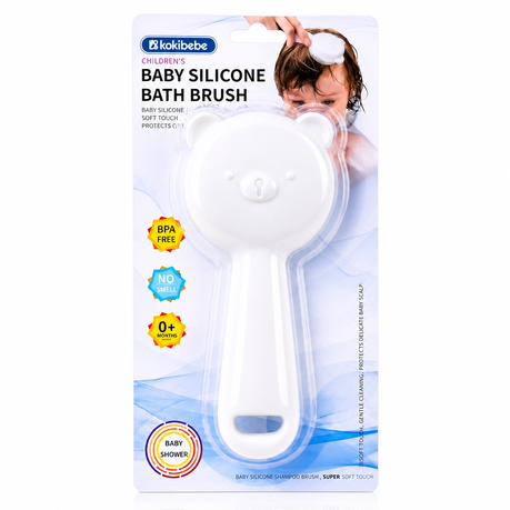 Soft Silicone Baby Bath & Shampoo Brush - Bear Design Image