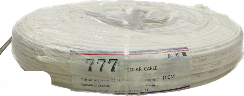 White CCA/PVC Solar Cable 100M
