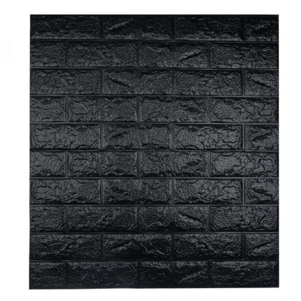 Set of 10 3D Foam Brick Wallpaper - Black