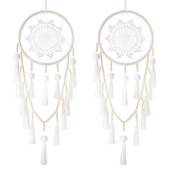 Hanging Dream Catcher Large Natural Hairball (Beads With Tassel)