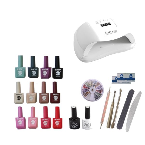Professional nail Kit with 12 UV Gel Polish &amp; Sun UV Lamp