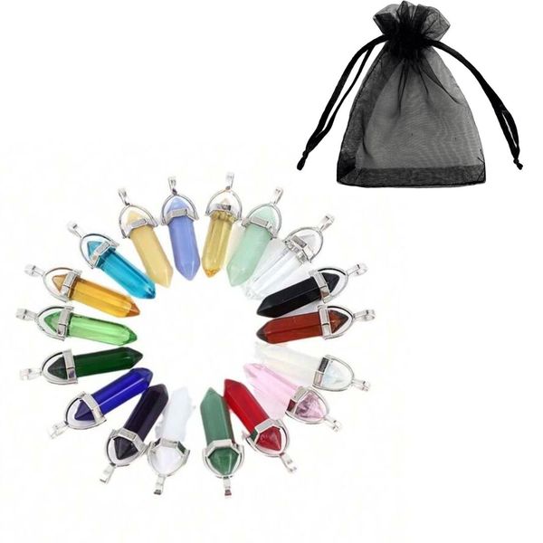 20 Pieces Chakra Crystal Pendants comes with storage organza bag