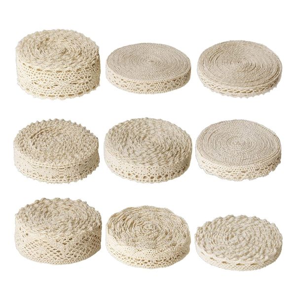 54 Yards Beige Lace Ribbon Vintage Sewing Crochet Ribbon Trimming for DIY
