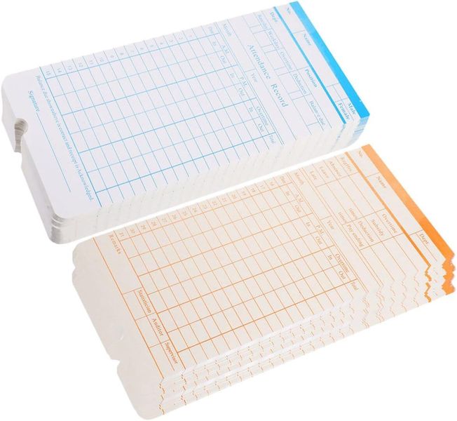 190 Sheets Double-Sided Attendance Recording Cards Paper for Employee