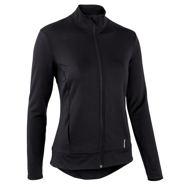 Domyos Women's straight-cut fitness cardio jacket - black