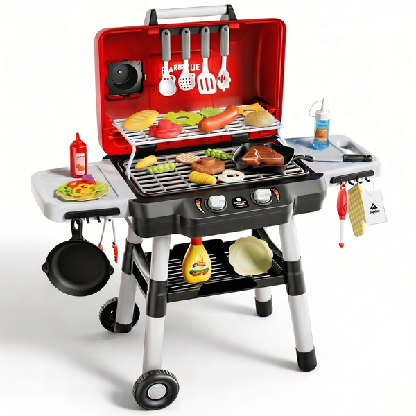 Topika Kids Play Kitchen Toys BBQ Grill Playset with Light Smoke