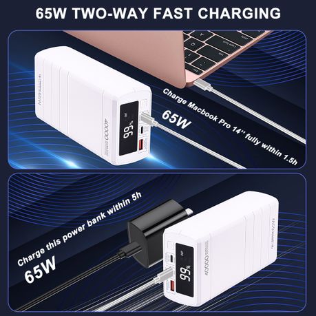 Remax 40000mAh Laptop Power Bank 65W Fast Charging Only Type-c Charging, Shop Today. Get it Tomorrow!