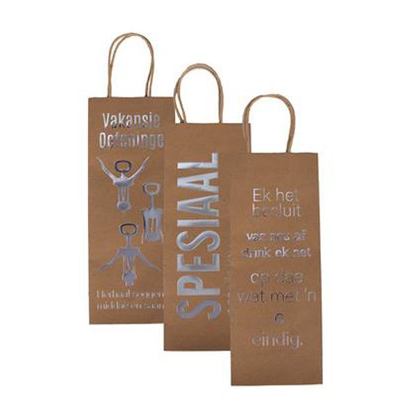 Afrikaans Words Wine Gift Bags 13x33cm 3pc