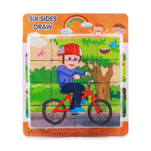 Six Sides Draw - Puzzle - Sport - Wooden Blocks - 16 Piece
