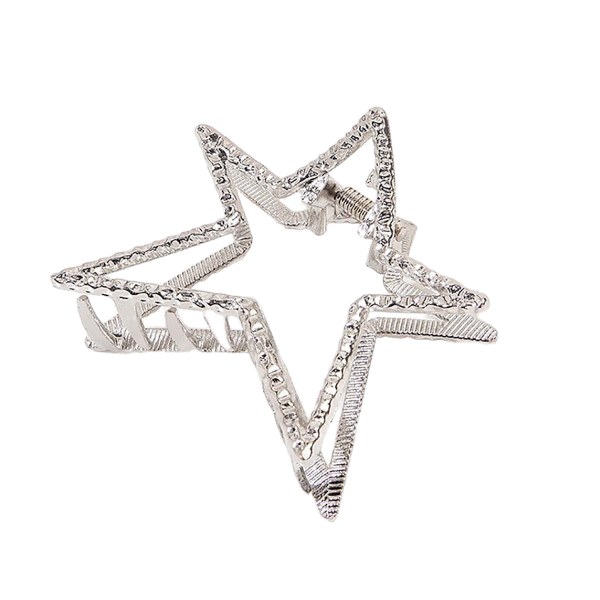 Star-Shaped Design Hair Claw Clip - Silver