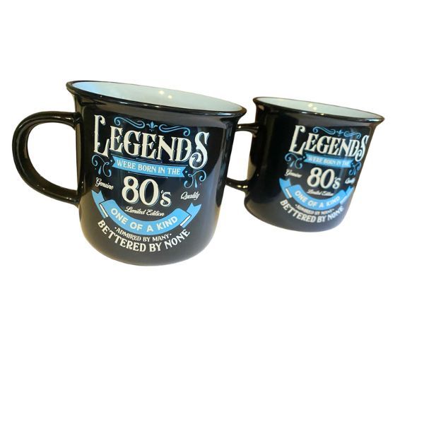 2 Pack - Legends Were Born In The 80's Mug- Black and Blue