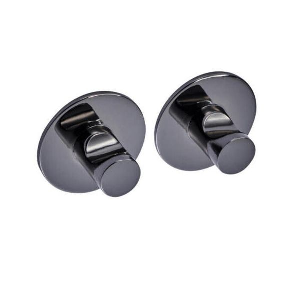 Round Stick-On Hooks - Set Of 2 - Black