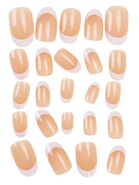 White French Tipped Nude Base Artificial Nail Overlay