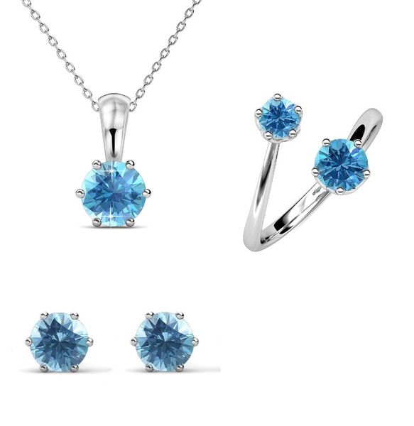Crystalize 925 Silver March Birthstone Set with Swarovski Crystals