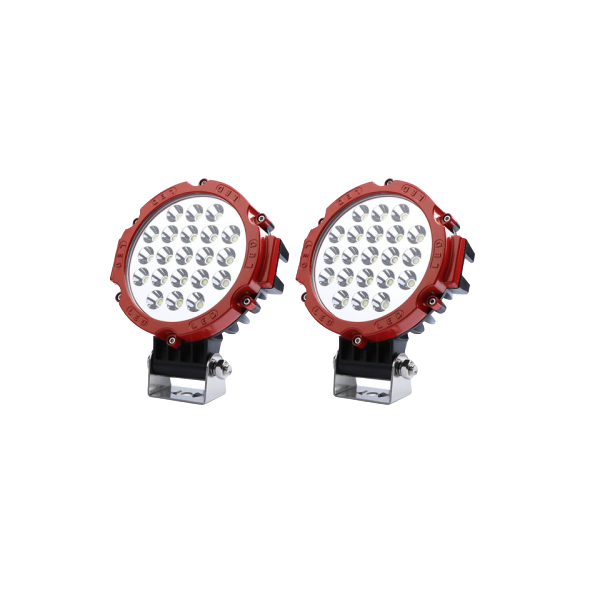 2 Pcs Red 7" 63W LED Work Light Beam for 4X4 Trucks ATV