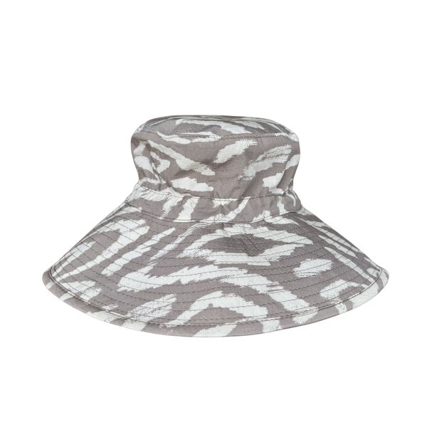Women's Extra Wide Brim Bucket Sun Hat Grey/White UPF50+
