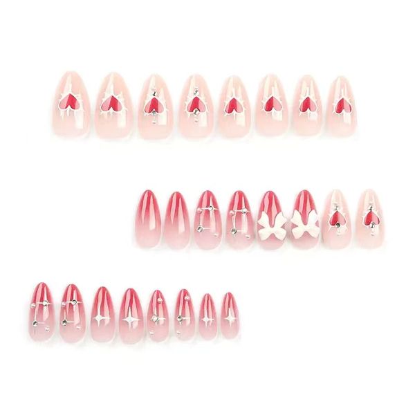 Press on Nails Almond Medium Fake Nails Thick Press on Nails Red