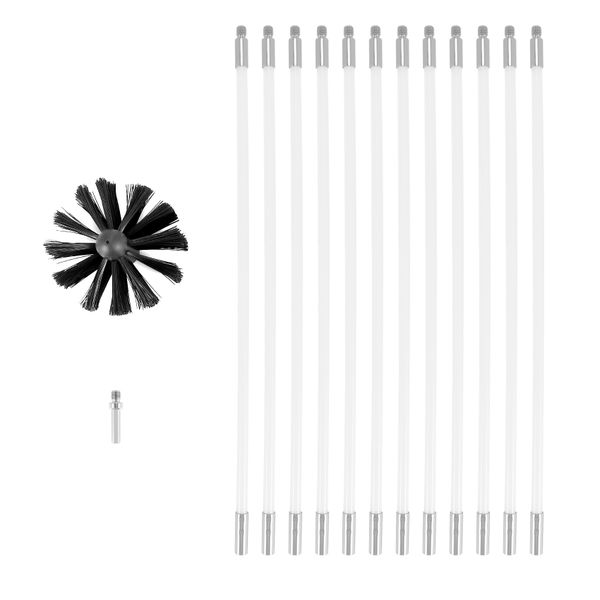 14Pcs Chimney Cleaner Brush Clean Rotary Sweep System Fireplace Kit