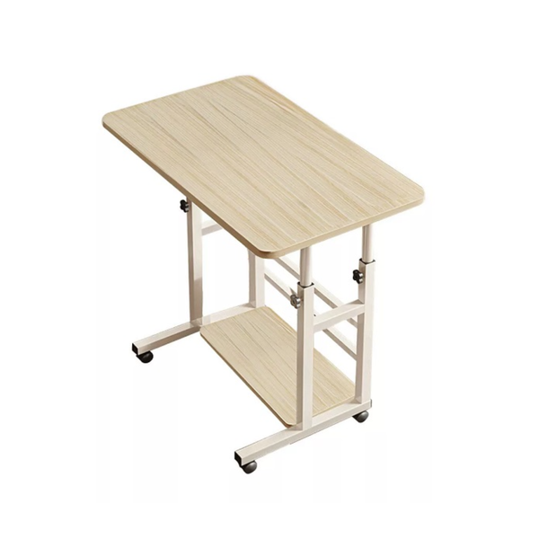 80 x 37 x 60-90cm Rectangular Overbed Table - Adjustable Height, Wheels