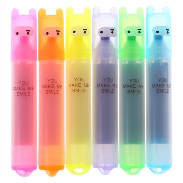 6 Pcs Korean Creative-Highlighter Lovely Cartoon Marking Pen
