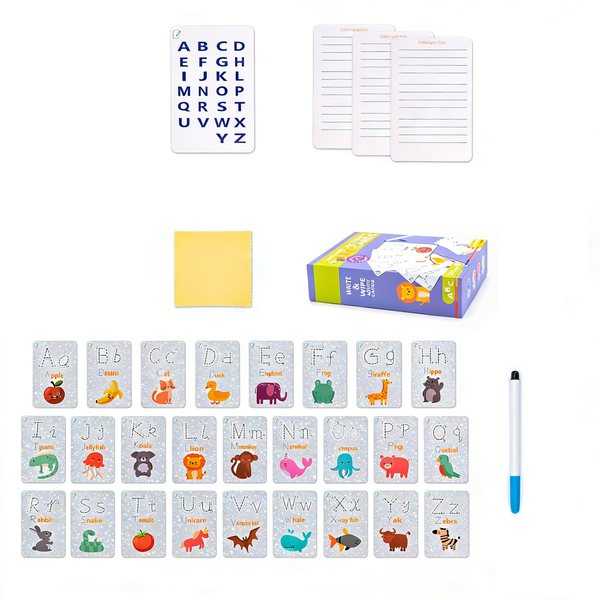 Dry-Erase Alphabet Recognition Flashcards - Kids English Learning Cards