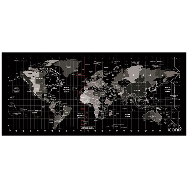 Iconix World Wide Map Full Desk XL Coverage Gaming and Office Mouse Pad