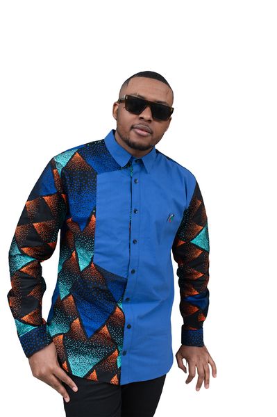 Selphies Blue 100% Cotton Long Sleeve Slim Formal/Casual Shirt