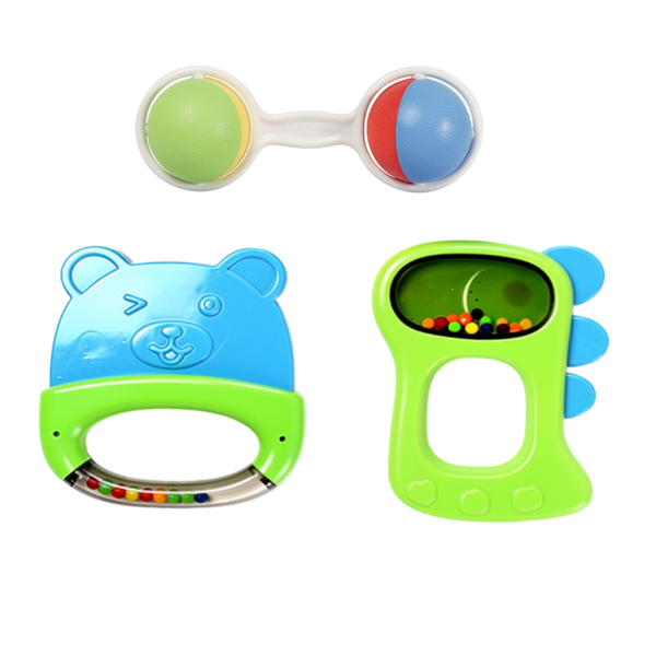 3-Piece Baby Rattle &amp; Teether Set | Safe &amp; Colorful