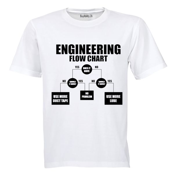 Engineering Flow Chart - Mens - T-Shirt - White