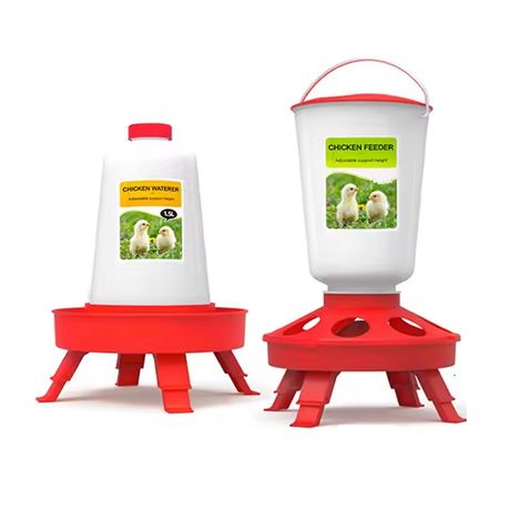 Chicken Feeder and Waterer Set with Adjustable Legs Image