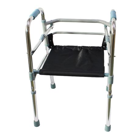 Walker - Lightweight Adjustable Foldable Aluminium Frame Walker with Seat Image