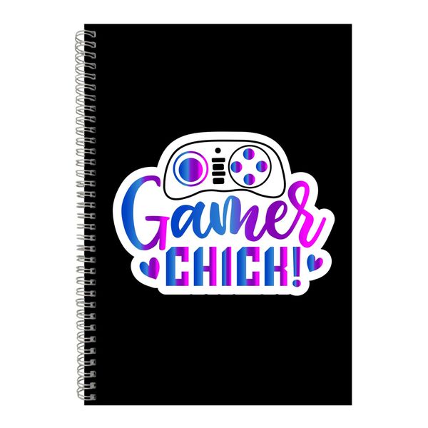 Gamer Chick A4 Notebook with Spiral Lines Gaming Graphic Notepad Present112