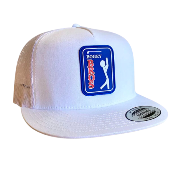Bogey Bros Flat Bill White Performance Headwear