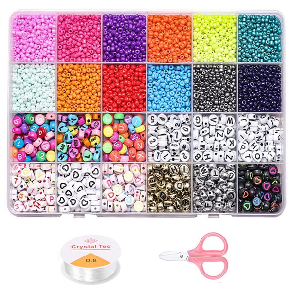Beads Craft Set Bracelet Making Kit with Storage Box for DIY-24 Colours