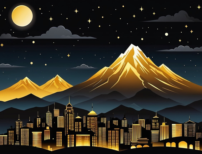 Modern Canvas Wall Art Home Decor - Gold Skyline