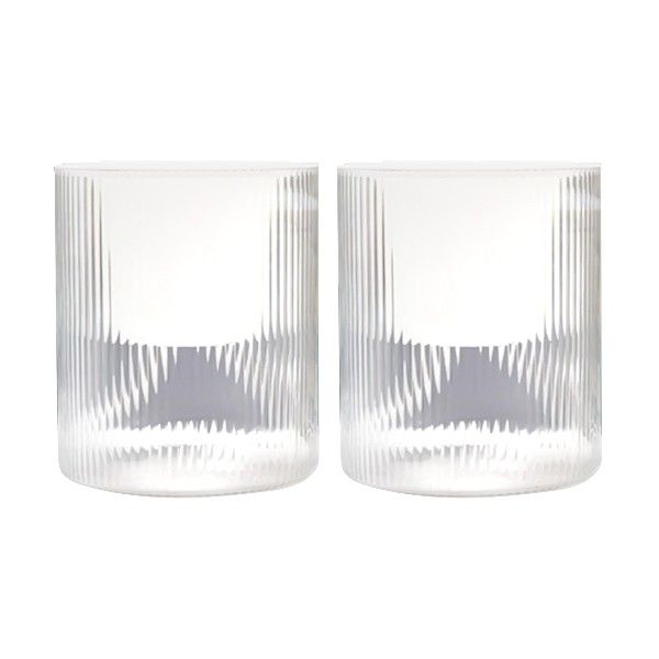 2-Pack Modern Ribbed Finish Plastic Pot Plant - Transparent