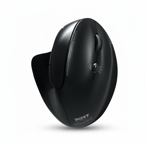Port Ergonomic Rechargeable Bluetooth &amp; RF Wireless Mouse - Black