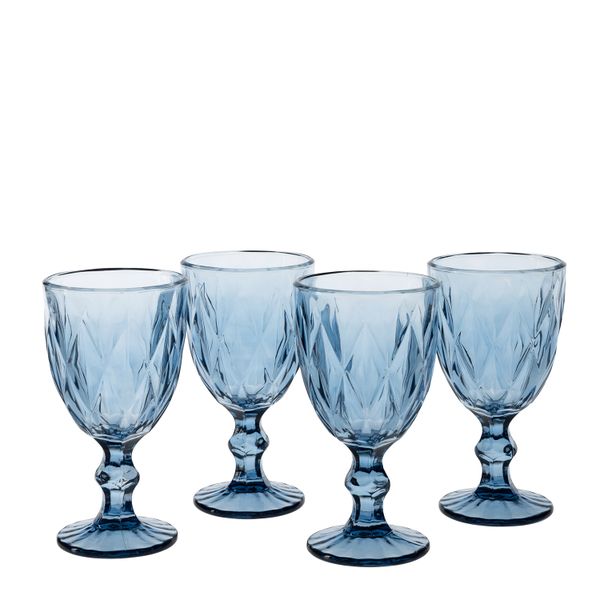George &amp; Mason - Cyprus 4 Pack Blue Wine Glasses