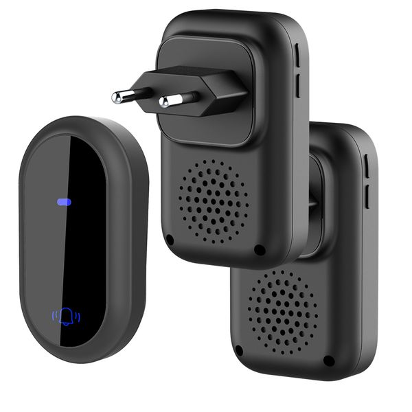 Self-powered wireless doorbell system with one transmitter and two receiver