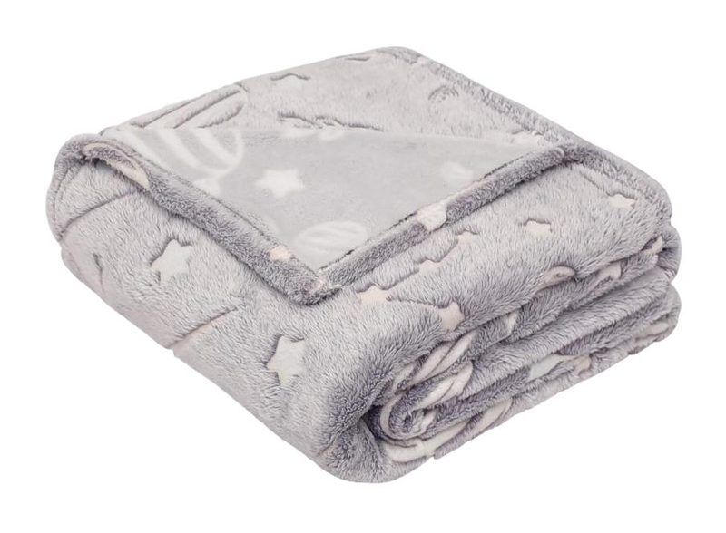 Kids Fleece Blanket - Grey - Glow in the Dark