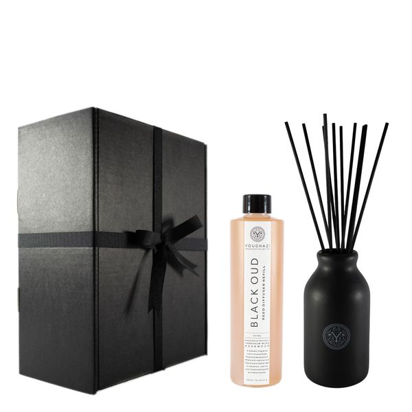 Youghazi Black Oud Diffuser Refill 300ml+Black Ceramic+10 Black Reed Sticks