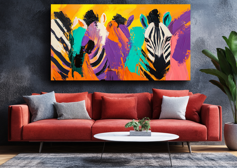 Canvas Wall Art - Bold Brushstroke Zebras - BX0297