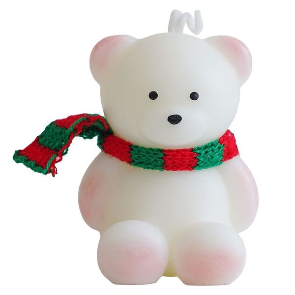 A Bear-shaped Scented Candle Wearing a Scarf