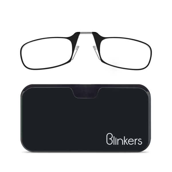 Blinkers Mini Armless Thin Frame Reading Glasses &amp; Pod Case