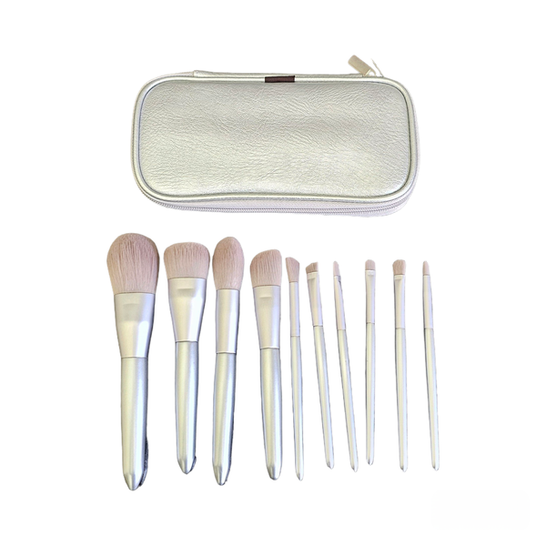 10-Piece Portable Travel Makeup Brush Set - Premium Luxury Beauty Kit